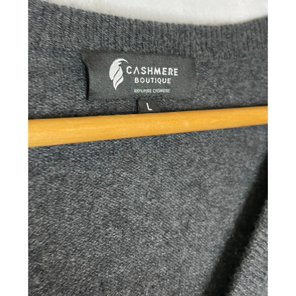 Men's Large Cashmere Boutique 100% Cashmere Gray V-Neck Sweater Vest - Picture 5 of 7